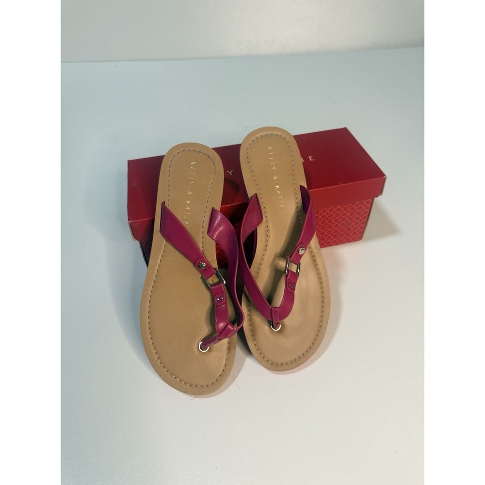 Kelly & Katie Womens Sandals 8.5 M Hot Pink Thong Slip On Cottagecore Beach